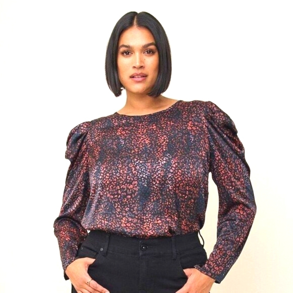 Torrid Satin Puff Long Sleeve Top mock neck 3x NWT